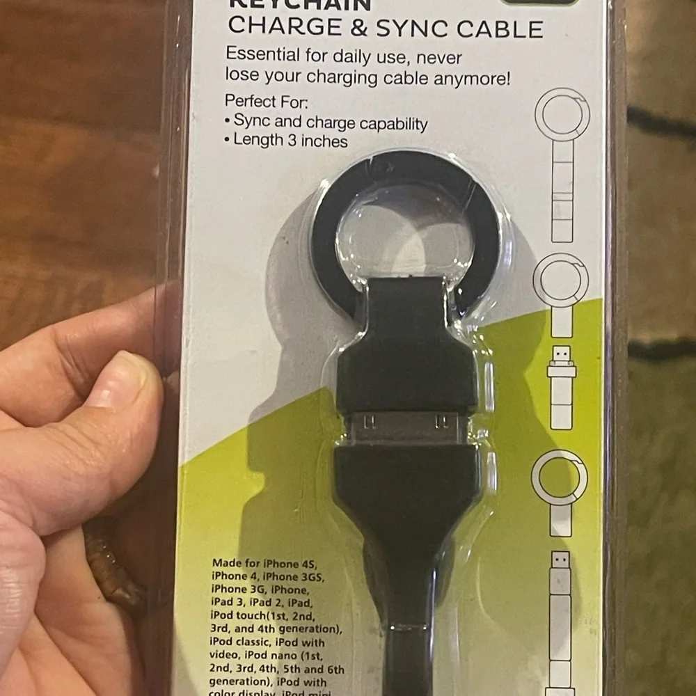 30-Pin Keychain Charge Sync Cable Perfect for on the Go iPod iPhone iPad